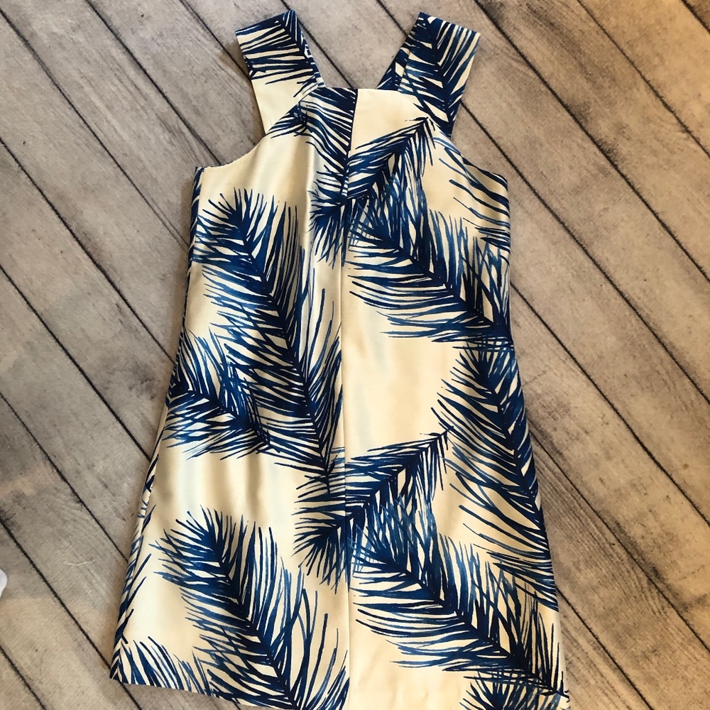 Tory Burch Women's Dress, Cream and Blue, Silk